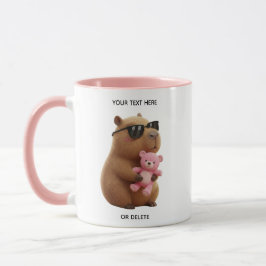 Taza Bicolor Custom Name Cute Capybara Teddy Bear Pink Mug