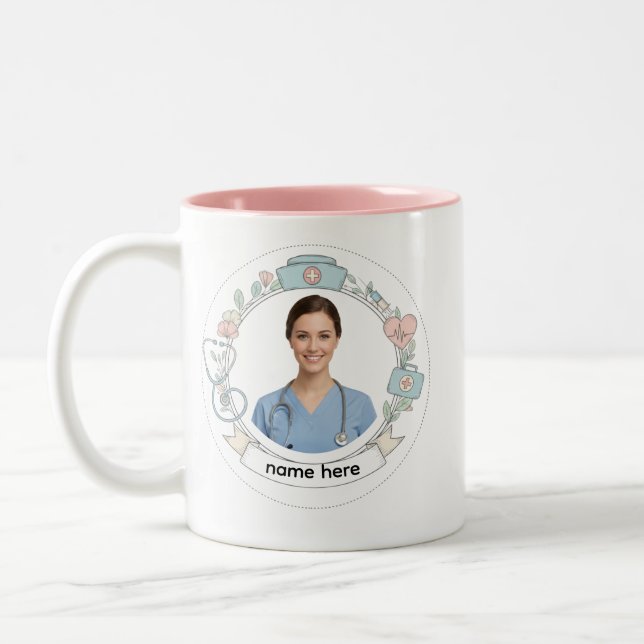 Taza Bicolor Custom Nurse Mug – Personalized Medical Gift (Izquierda)