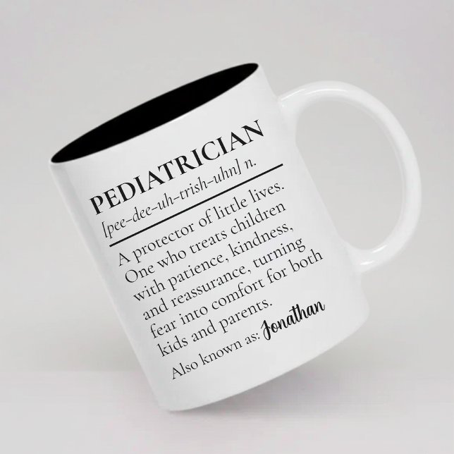 Taza Bicolor Custom Pediatrician Definition Mug Graduation Gift (Pediatrician Definition Mug Personalized Gift for Medical Professionals)