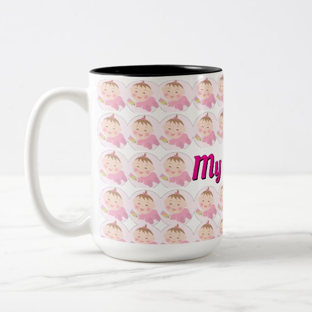 Taza Bicolor Custom Repeating Kid Photo & Name Gift (Izquierda)