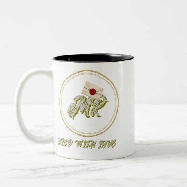Taza Bicolor Customizable Sealed With Love – MR Monogram Mug (Izquierda)