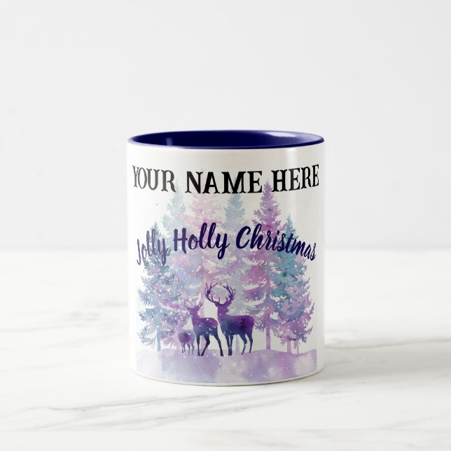 Taza Bicolor Customize Christmas Mug – Jolly Holly Design (Centro)