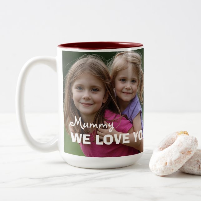 Taza Bicolor Customized with 2 and text (Con donut)