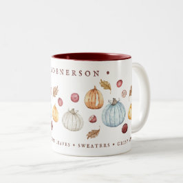 Taza Bicolor Cute acuarela Personalizado de otoño de café de do