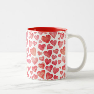 Taza Bicolor Cute acuarela Red Valentine Corazones