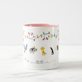 Taza Bicolor Cute Animal Friends Mug | Kids Cartoon Coffee Cup 