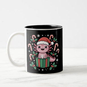 Taza Bicolor Cute Axolotl Navidad Animal Anfibio Fiesta