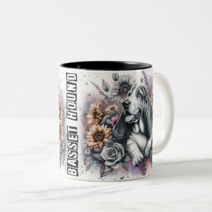 Taza Bicolor Cute Bassett Hound Dog Wrap