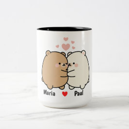 Taza Bicolor Cute Bear Couple Personalized Valentine Coffee Mug