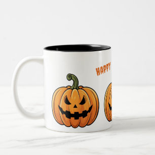 Taza Bicolor Cute Boho Spookoky Pumpkins Black Happy Halloween