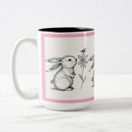 Taza Bicolor Cute Bunny Rabbit Mug