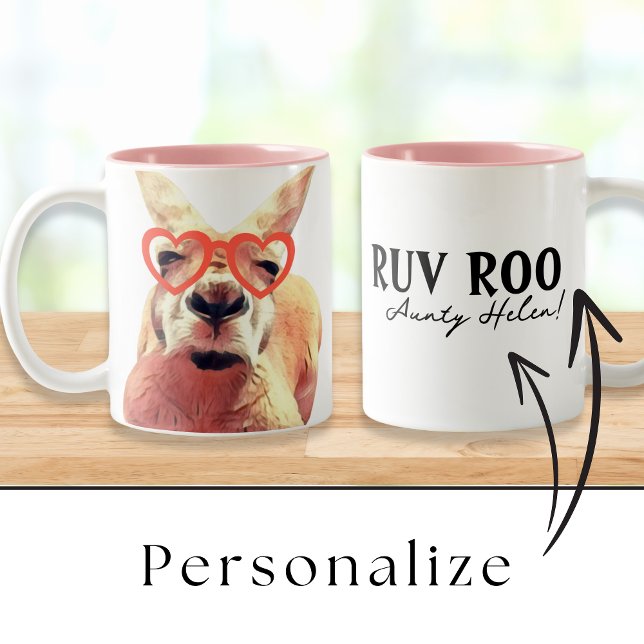 Taza Bicolor Cute canguro te ama graciosa Pun (Subido por el creador)