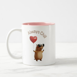 Taza Bicolor Cute Capybara Always Chill Valentine Coffee Mug