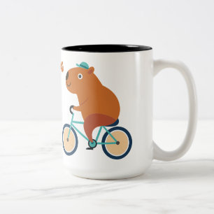 Taza Bicolor Cute Capybara Ciclismo Mug