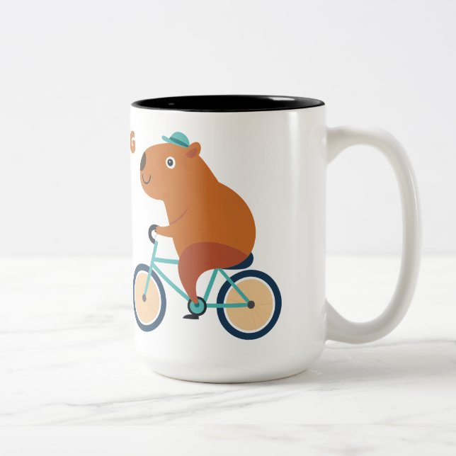 Taza Bicolor Cute Capybara Ciclismo Mug (Derecha)