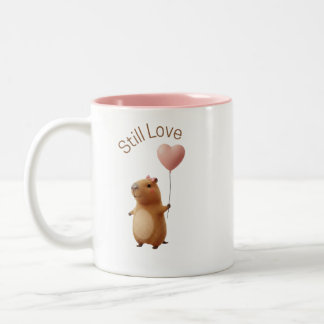 Taza Bicolor Cute Capybara Still Love Valentine Coffee Mug