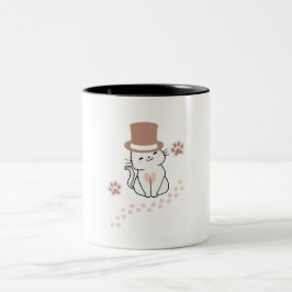 TAZA BICOLOR CUTE CAT CAT LOVERS HAT, FLOWER CAT