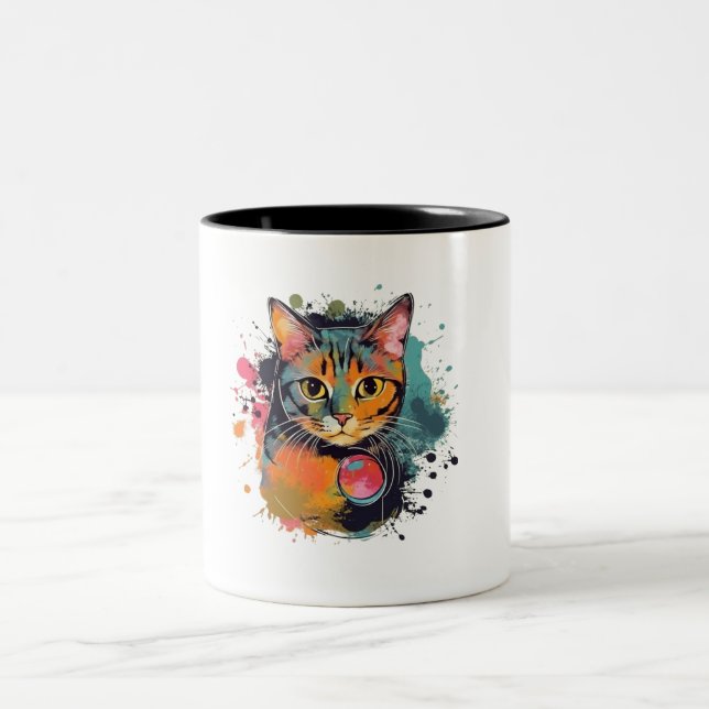 Taza Bicolor cute cat design  (Centro)