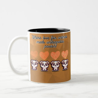 Taza Bicolor Cute Cat & Hearts Coffee Cup for Animal Lovers