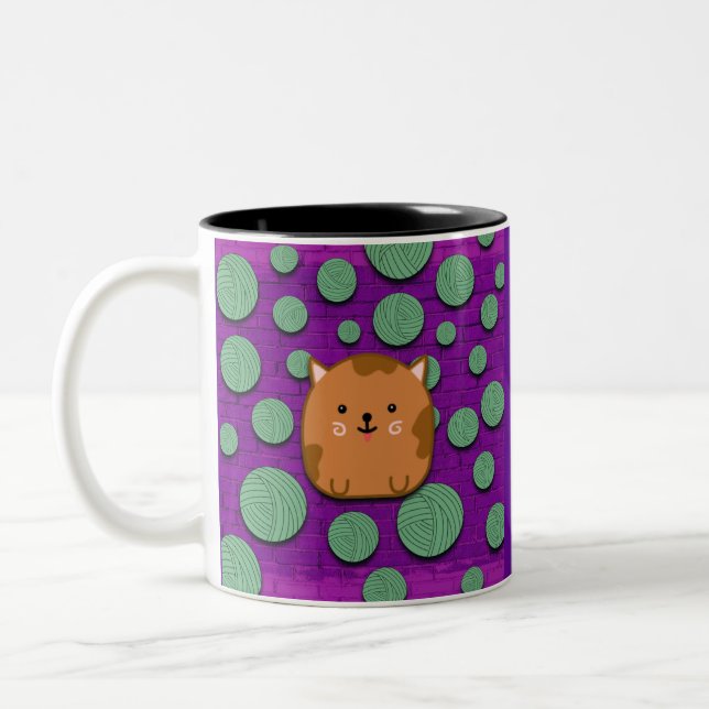 Taza Bicolor Cute Cat Sticking Out Tongue Mug (Izquierda)