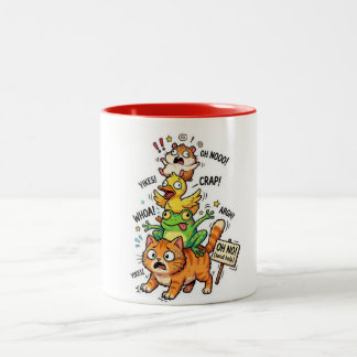 Taza Bicolor Cute Chaotic Animal Stack Meme – Available on Tees