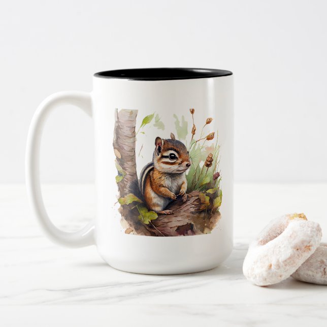 Taza Bicolor Cute Chipmunk Mug (Con donut)