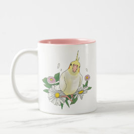 Taza Bicolor Cute Cockatiel Floral