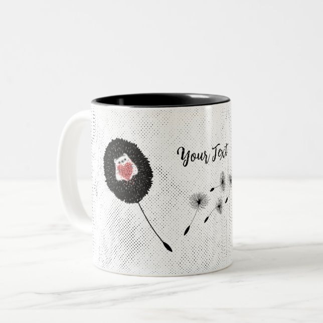 Taza Bicolor Cute Dandelion Hedgehog Heart (Anverso izquierdo)