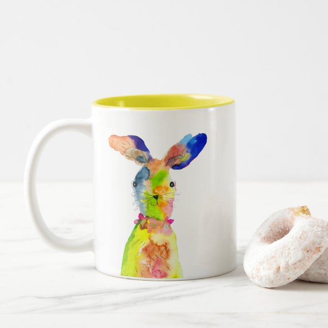 Taza Bicolor Cute Easter bunny  (Con donut)