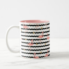Taza Bicolor Cute Flamingo Rosa Patrón Sin Costuras