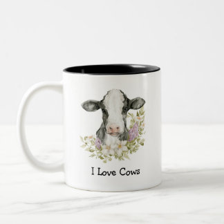Taza Bicolor Cute Floral Black Cow de dos tones de café Mug
