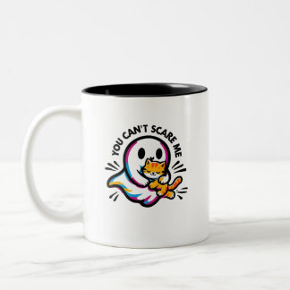 Taza Bicolor Cute Friendly Ghost and Cat Whimsical HalloweenMug