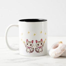Taza Bicolor Cute Gatos con Estrellas de la varita mágica del c