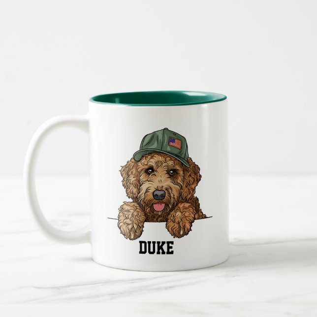 Taza Bicolor Cute Goldendoodle Patriot (Izquierda)