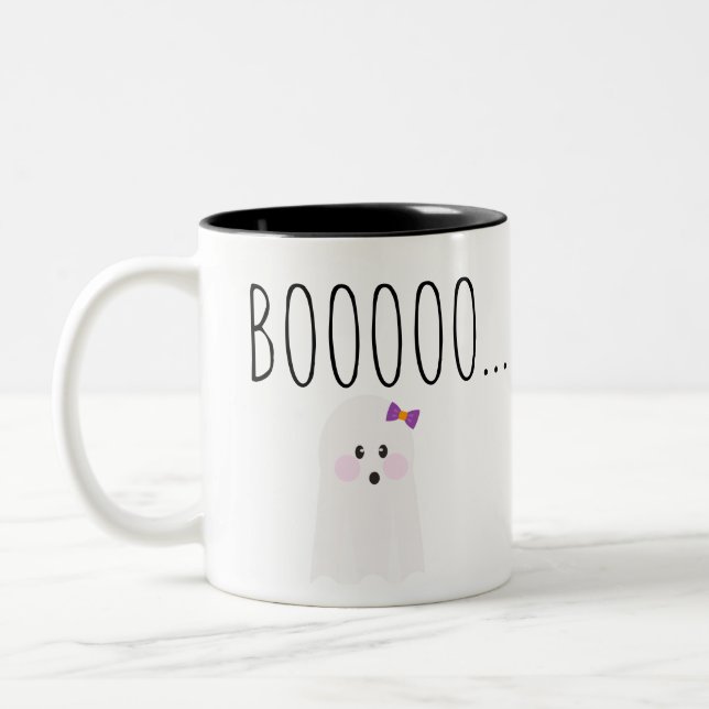 Taza Bicolor Cute Halloween Fantasma Boooooo (Izquierda)