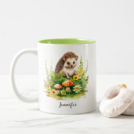 Taza Bicolor Cute Hedgehog personalizado