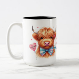 Taza Bicolor Cute Highland Cow Valentine