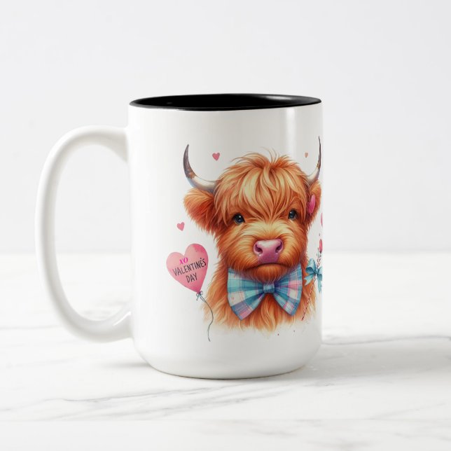 Taza Bicolor Cute Highland Cow Valentine (Izquierda)