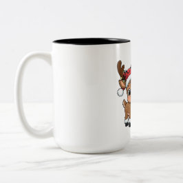 Taza Bicolor Cute Holiday Reindeer & Snowman