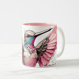 Taza Bicolor Cute Hummingbird diseña un tazón de café con dos t