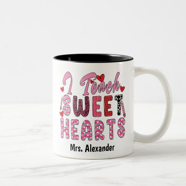 Taza Bicolor Cute I Enseñar El día de San Valentín de corazón d (Derecha)
