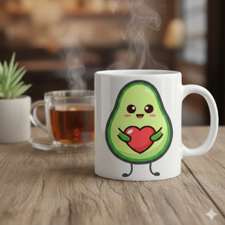 Taza Bicolor Cute Kawaii Avocado Heart Love - Adorable Healthy