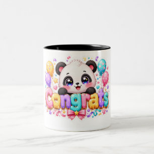 Taza Bicolor Cute Kawaii Felicidades Panda Nombre Pastel Rosa G