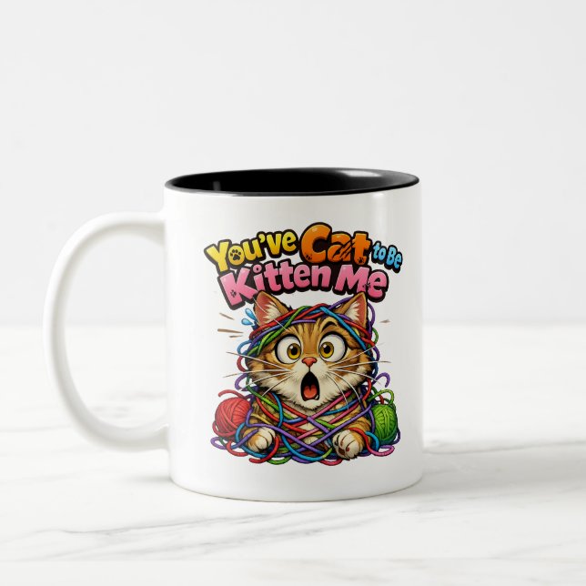 Taza Bicolor Cute Kawaii Kitten Cat Two-Tone Mug (Izquierda)