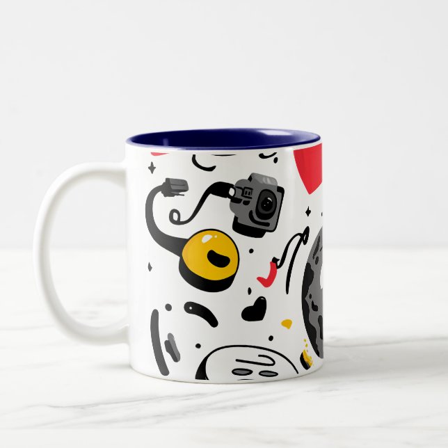 Taza Bicolor Cute Kawaii Moon Cartoon Coffee Mug (Izquierda)