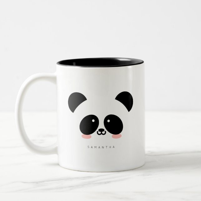 Taza Bicolor Cute Kawaii Panda| Agregar su nombre (Izquierda)