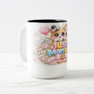 Taza Bicolor Cute Kawaii Pareja Recién Casada Animales Pastel P