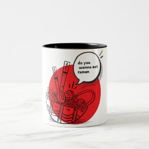 Taza Bicolor Cute Kawaii Ramen - Comida Japonesa Divertida