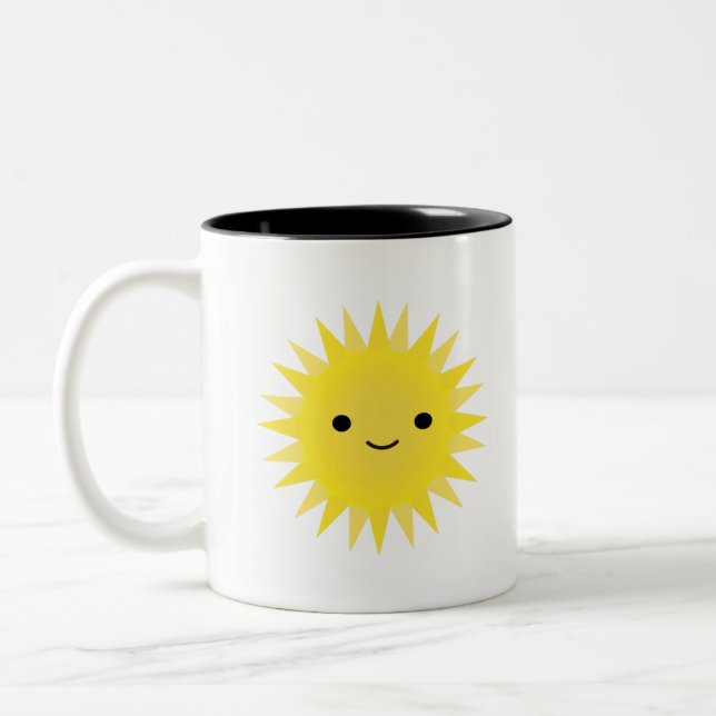 Taza Bicolor Cute Kawaii Sonriente Sun (Izquierda)