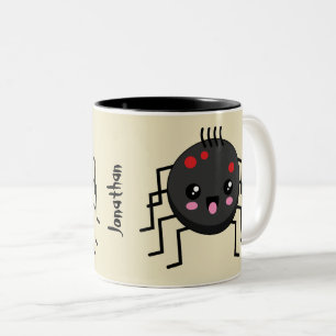 Taza Bicolor Cute Kawaii Spider Añadir un nombre propio
